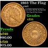 Image 1 : 1863 The Flag Civil War Token 1c Grades vf++