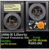 Image 1 : Proof 1986-S Liberty Modern Commem Half Dollar 50c Graded pr70 dcam By USCG