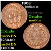 Image 1 : 1908 Indian Cent 1c Grades GEM Unc BN