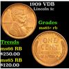 Image 1 : 1909 VDB Lincoln Cent 1c Grades Gem+ Unc RB