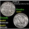 Image 1 : 1943-p Walking Liberty Half Dollar 50c Grades Select+ Unc