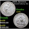 Image 1 : 1855 Arrows Seated Liberty Quarter 25c Grades Choice AU