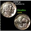 1936-p Buffalo Nickel 5c Grades Choice AU