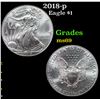 2018-p Silver Eagle Dollar $1 Grades ms69
