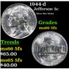 1944-d Jefferson Nickel 5c Grades GEM+ 5fs