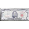 Image 2 : **Star Note** 1963 Red Seal $5 Legal Tender Note Grades f, fine