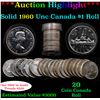 ***Auction Highlight*** Full Roll of Silver 1960 Canadian Dollar with Queen Elizabeth II, 20 Coins i
