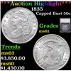 ***Auction Highlight*** 1835 Capped Bust Half Dollar 50c Graded ms61 By SEGS (fc)