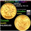 ***Auction Highlight*** 1879-p Gold Liberty Quarter Eagle $2 1/2 Graded ms65 By SEGS (fc)