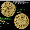 1883 California Miner w/Pick "H" Round Gold Charm Fractional Gold Grades Select AU
