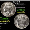 1945-d Jefferson Nickel 5c Grades GEM 5fs