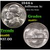 1944-s Jefferson Nickel 5c Grades GEM+ Unc