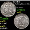 1942-p Walking Liberty Half Dollar 50c Grades Choice AU/BU Slider