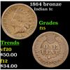 Image 1 : 1864 bronze Indian Cent 1c Grades f+