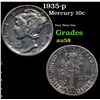 Image 1 : 1935-p Mercury Dime 10c Grades Choice AU/BU Slider