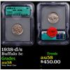 Image 1 : 1938-d/s Buffalo Nickel 5c Graded au58 By ICG