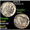 Image 1 : 1938-d Buffalo Nickel 5c Grades GEM+ Unc