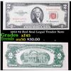 1953 $2 Red Seal Legal Tender Note Grades xf+