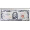 Image 2 : **Star Note** 1963 Red Seal $5 Legal Tender Note Grades vf+