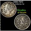 1883 N/C Liberty Nickel 5c Grades xf details