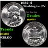 Image 1 : 1952-d Washington Quarter 25c Grades Choice+ Unc