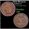 Image 1 : 1864 Bronze Indian Cent 1c Grades vg, very good