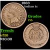 Image 1 : 1863 Indian Cent 1c Grades f+