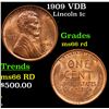 Image 1 : 1909 VDB Lincoln Cent 1c Grades GEM+ Unc RD