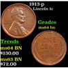 Image 1 : 1913-p Lincoln Cent 1c Grades Choice Unc BN