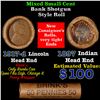 Image 1 : Mixed small cents 1c orig shotgun roll, 1917-d Wheat Cent, 1897 Indian Cent other end, Brinks Wrappe