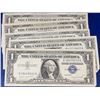 Image 2 : 5x Nonconsecutive Serial Number 1957(A-B) $1 Blue Seal Silver Certificates Grades Select AU
