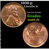 Image 1 : 1936-p Lincoln Cent 1c Grades GEM Unc RB