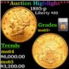 ***Auction Highlight*** 1895-p Gold Liberty Double Eagle $20 Graded ms63+ By SEGS (fc)