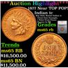 Image 1 : ***Auction Highlight*** 1877 Indian Cent Near TOP POP! 1c Graded ms65 rb By SEGS (fc)