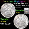 ***Auction Highlight*** 1836 Capped Bust Half Dollar O-104 R-3 50c Graded ms63 By SEGS (fc)