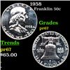Image 1 : Proof 1958 Franklin Half Dollar 50c Grades GEM++ Proof