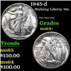 Image 1 : 1945-d Walking Liberty Half Dollar 50c Grades Choice+ Unc