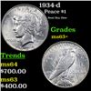 Image 1 : 1934-d Peace Dollar $1 Grades Select+ Unc