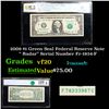 Image 1 : 2009 $1 Green Seal Federal Reserve Note " Radar" Serial Number Fr-1934-F Grades vf, very fine