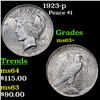 Image 1 : 1923-p Peace Dollar $1 Grades Select+ Unc