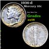 Image 1 : 1936-d Mercury Dime 10c Grades Choice AU/BU Slider