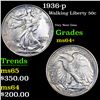 Image 1 : 1936-p Walking Liberty Half Dollar 50c Grades Choice+ Unc