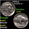 Image 1 : 1936-p Buffalo Nickel 5c Grades Select Unc