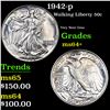 Image 1 : 1942-p Walking Liberty Half Dollar 50c Grades Choice+ Unc