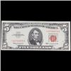 Image 2 : **Star Note** 1963 Red Seal $5 Legal Tender Note Grades xf