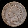 Image 2 : 1862 Indian Cent 1c Grades vg+