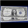 Image 2 : 2x Consecutive Serial Numbered 1935E $1 Blue Seal Silver Certificates Grades Select CU