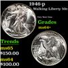 Image 1 : 1946-p Walking Liberty Half Dollar 50c Grades Choice+ Unc
