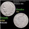 1871-A France 50 Centimes 50c KM-834.1 Grades f+