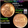***Auction Highlight*** 1909-s Lincoln Cent 1c Graded ms65 rd By SEGS (fc)
